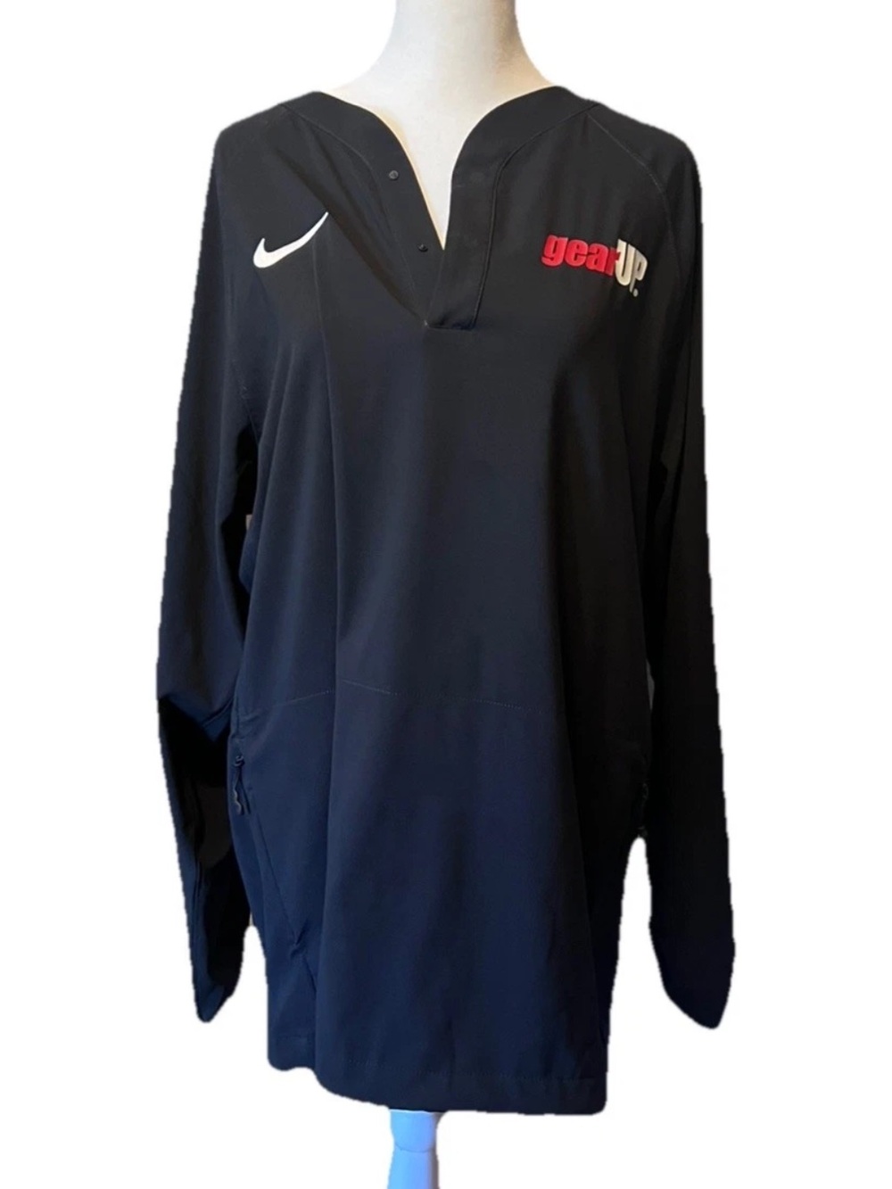 Nike Gear Up Baseball Black Long Sleeve Pregame Top Men's Sz L NEW DO9174-010